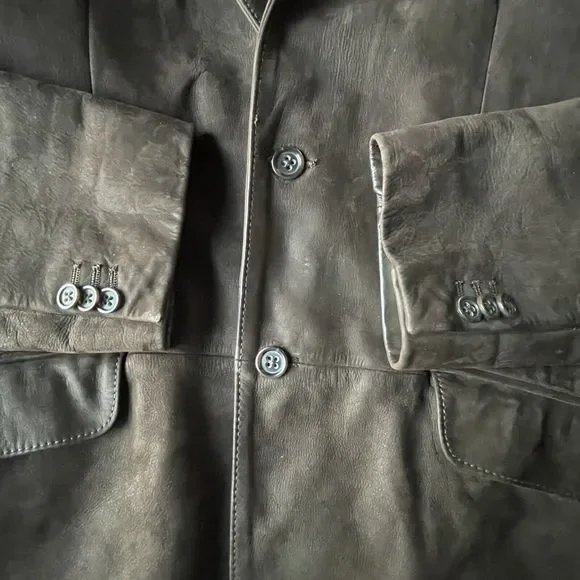 Banana Republic Nubuck Leather Bomber Jacket Brown 44R/XL Men MINT
